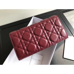 Dior DiorAddict Continental Wallet In Bordeaux Lambskin 935