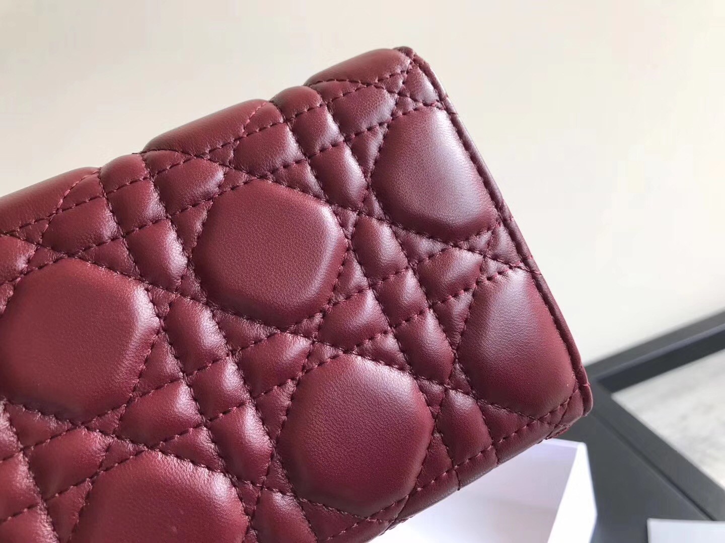 Dior DiorAddict Continental Wallet In Bordeaux Lambskin 935