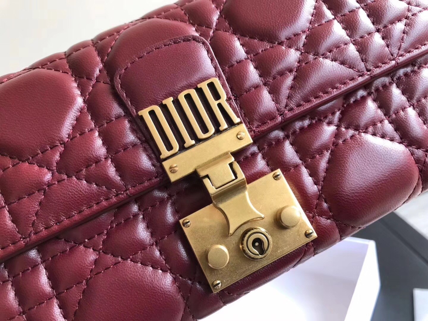 Dior DiorAddict Continental Wallet In Bordeaux Lambskin 935