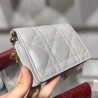 Dior Mini Lady Dior Wallet In Opal Grey Pearly Lambskin 553