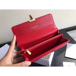 Dior DiorAddict Continental Wallet In Red Lambskin 586