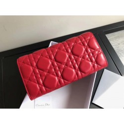 Dior DiorAddict Continental Wallet In Red Lambskin 586