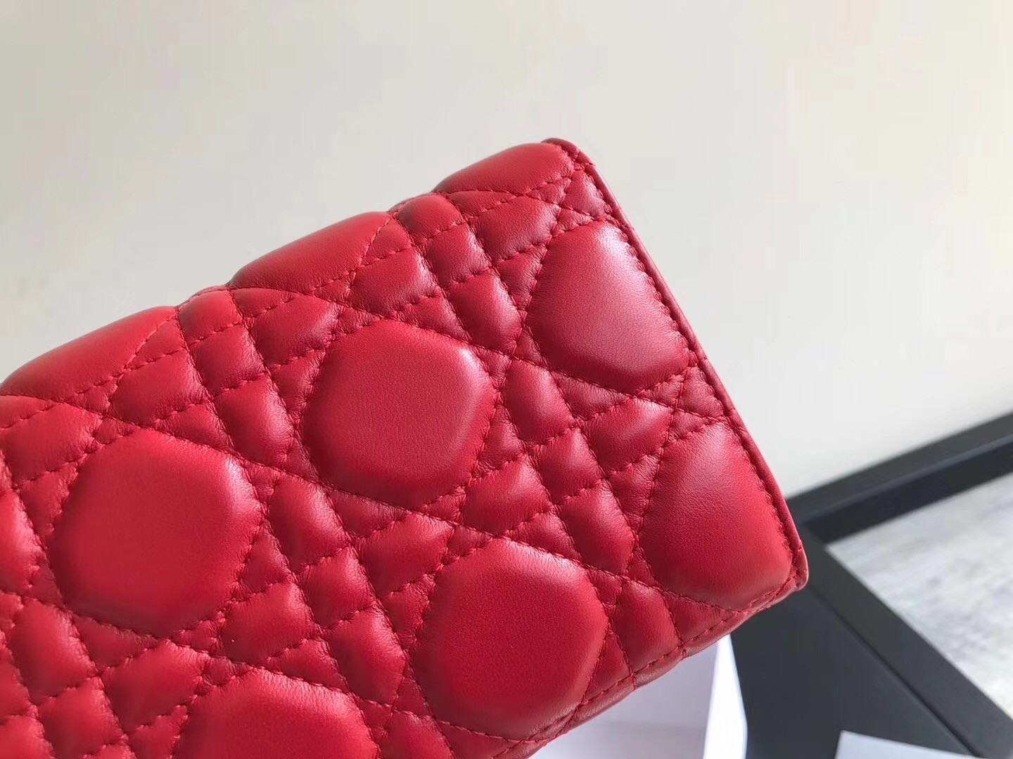 Dior DiorAddict Continental Wallet In Red Lambskin 586