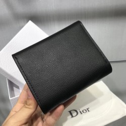 Dior Mini Saddle Tri-Fold Wallet In Black Calfskin 710