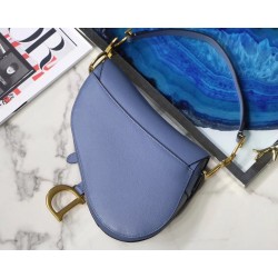 Dior Saddle Bag In Denim Blue Grained Calfskin 521