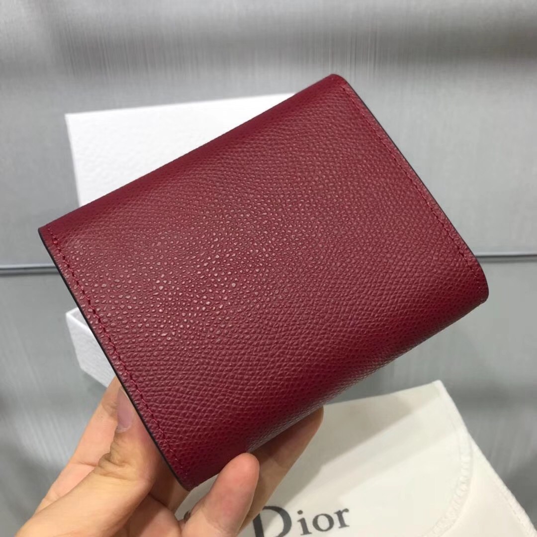 Dior Mini Saddle Tri-Fold Wallet In Scarlet Red Calfskin 250