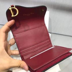 Dior Mini Saddle Tri-Fold Wallet In Scarlet Red Calfskin 250