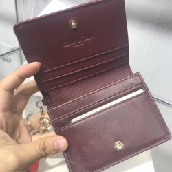 Dior Mini Lady Dior Wallet In Bordeaux Lambskin 277