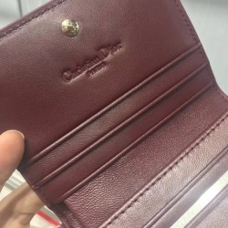 Dior Mini Lady Dior Wallet In Bordeaux Lambskin 277