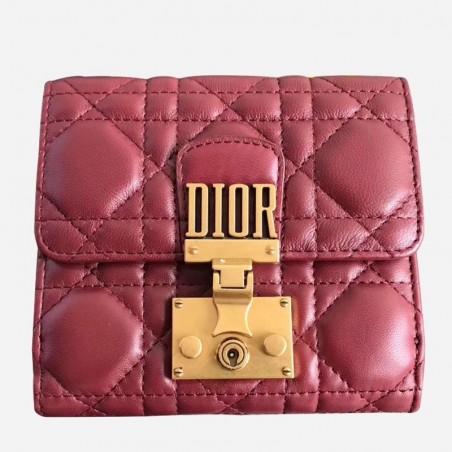 Dior French DiorAddict Wallet In Bordeaux Lambskin 310