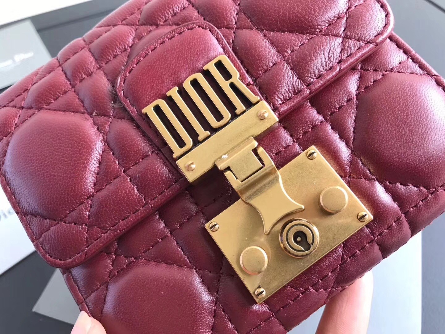 Dior French DiorAddict Wallet In Bordeaux Lambskin 310