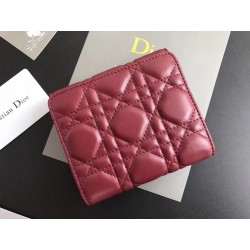 Dior French DiorAddict Wallet In Bordeaux Lambskin 310