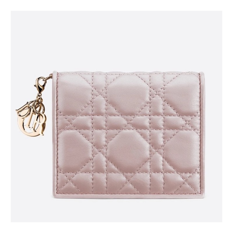 Dior Mini Lady Dior Wallet In lotus Pearly Lambskin 846