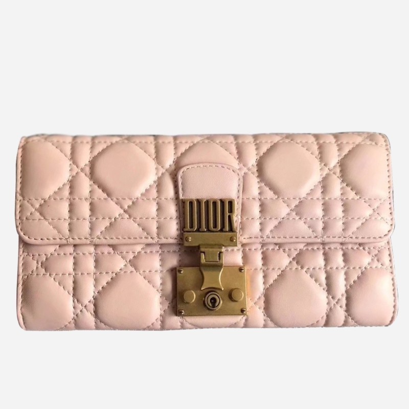 Dior DiorAddict Continental Wallet In Pink Lambskin 877