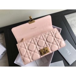 Dior DiorAddict Continental Wallet In Pink Lambskin 877