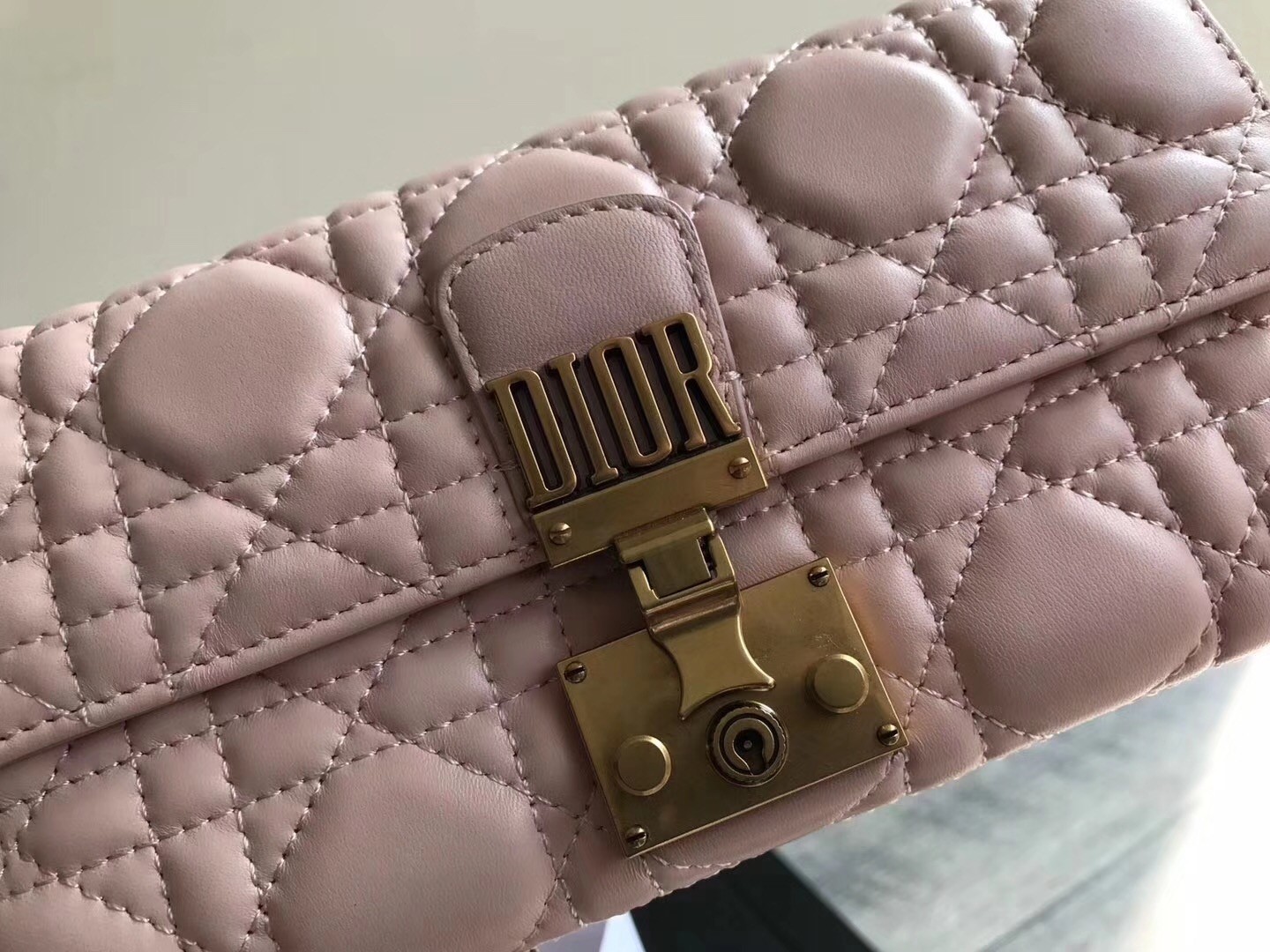 Dior DiorAddict Continental Wallet In Pink Lambskin 877