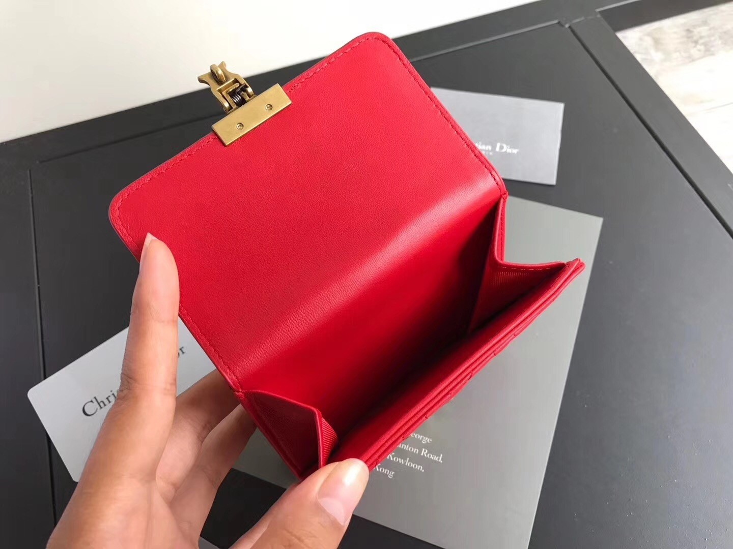 Dior French DiorAddict Wallet In Red Lambskin 147