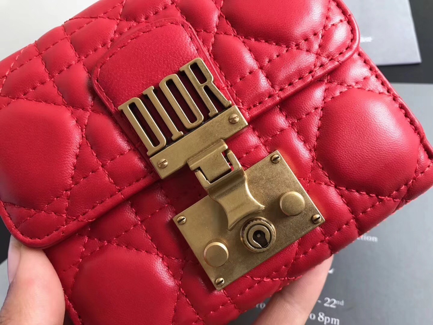 Dior French DiorAddict Wallet In Red Lambskin 147