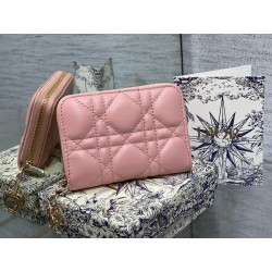 Dior Lady Dior Voyageur Small Coin Purse in Pink Lambskin 173