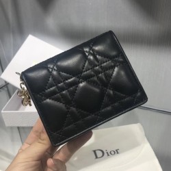 Dior Mini Lady Dior Wallet In Black Lambskin 424