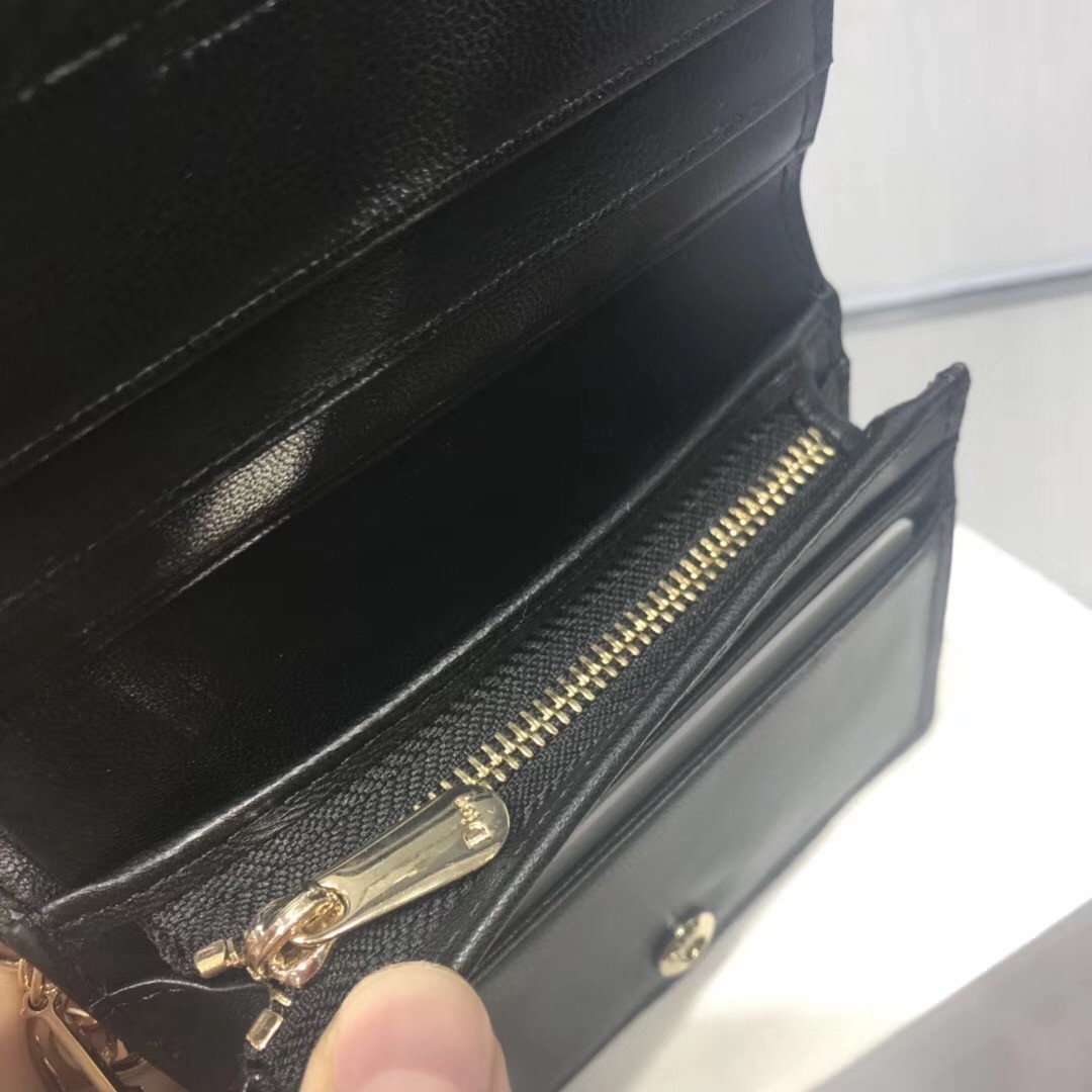 Dior Mini Lady Dior Wallet In Black Lambskin 424