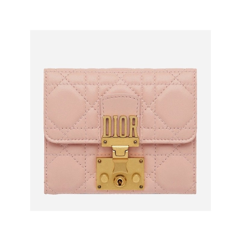 Dior French DiorAddict Wallet In Pink Lambskin 461