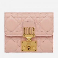 Dior French DiorAddict Wallet In Pink Lambskin 461