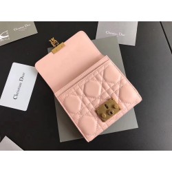 Dior French DiorAddict Wallet In Pink Lambskin 461