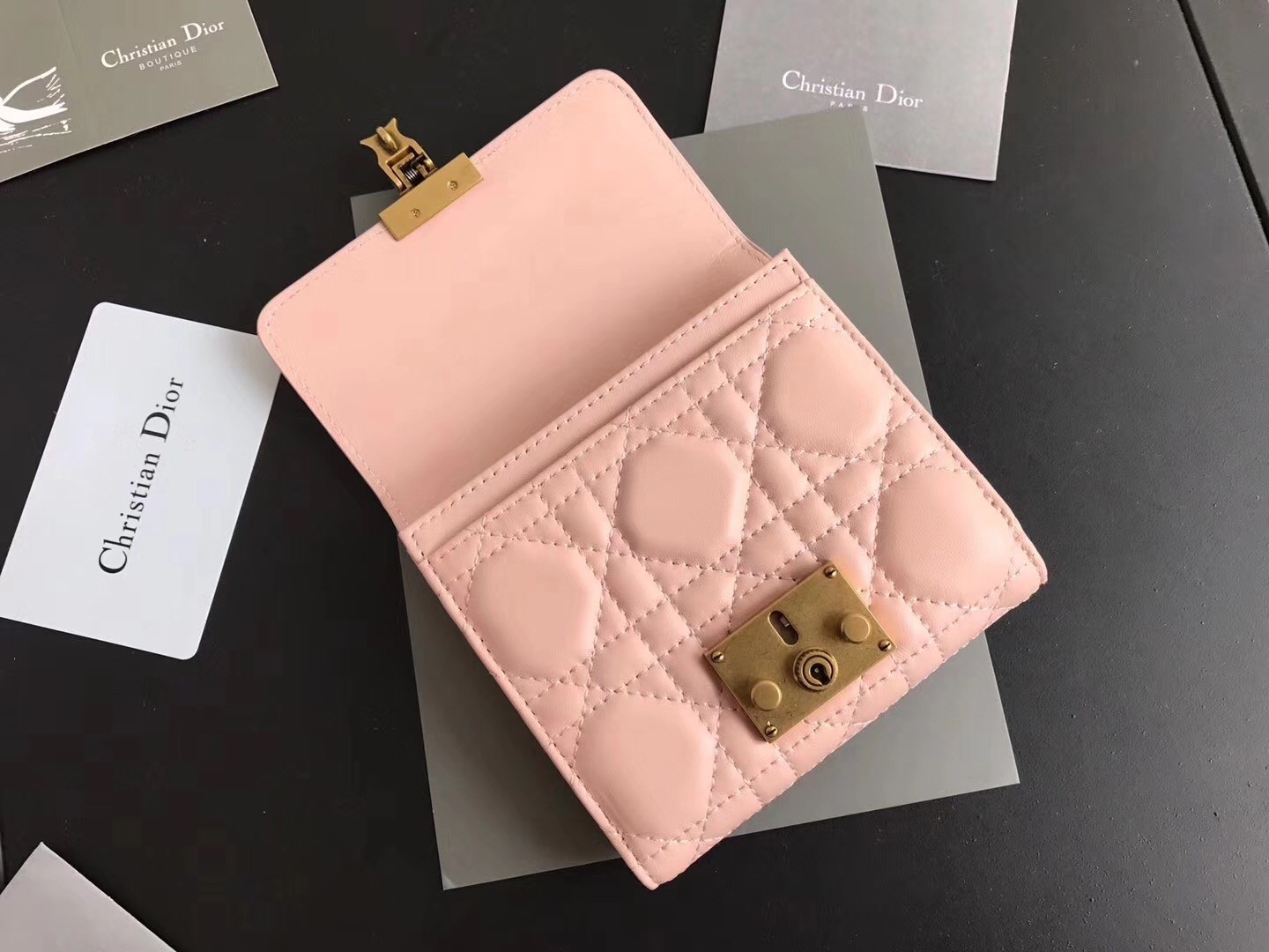 Dior French DiorAddict Wallet In Pink Lambskin 461