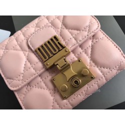 Dior French DiorAddict Wallet In Pink Lambskin 461