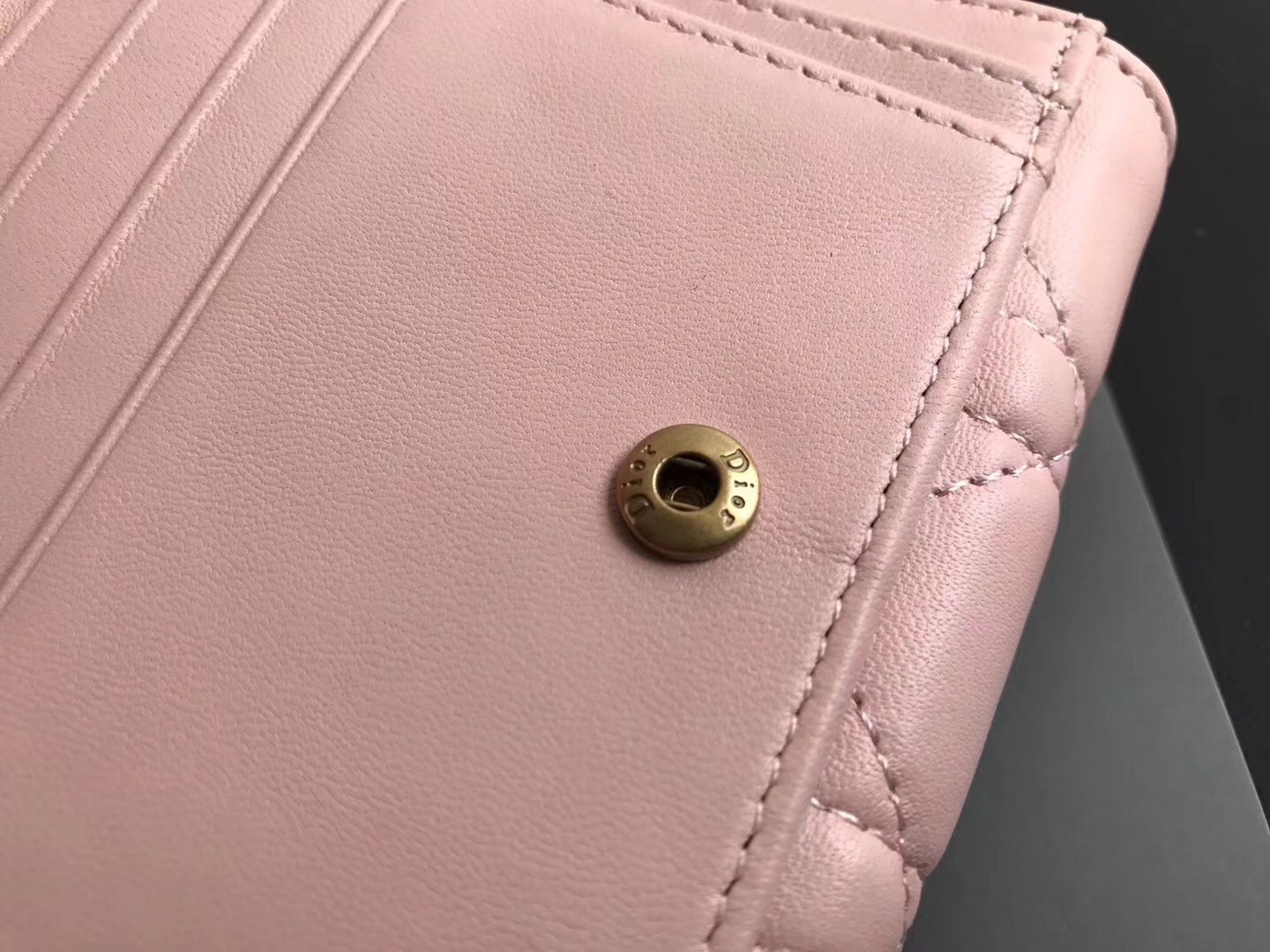 Dior French DiorAddict Wallet In Pink Lambskin 461