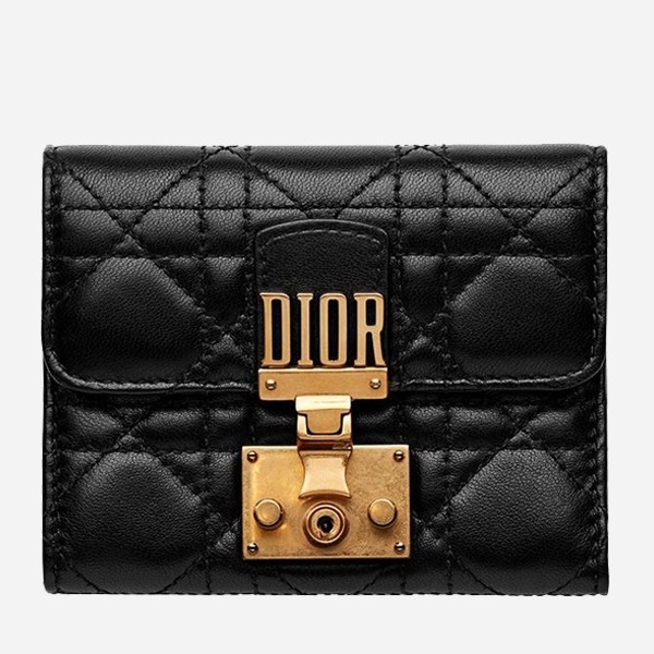 Dior French DiorAddict Wallet In Black Lambskin 499