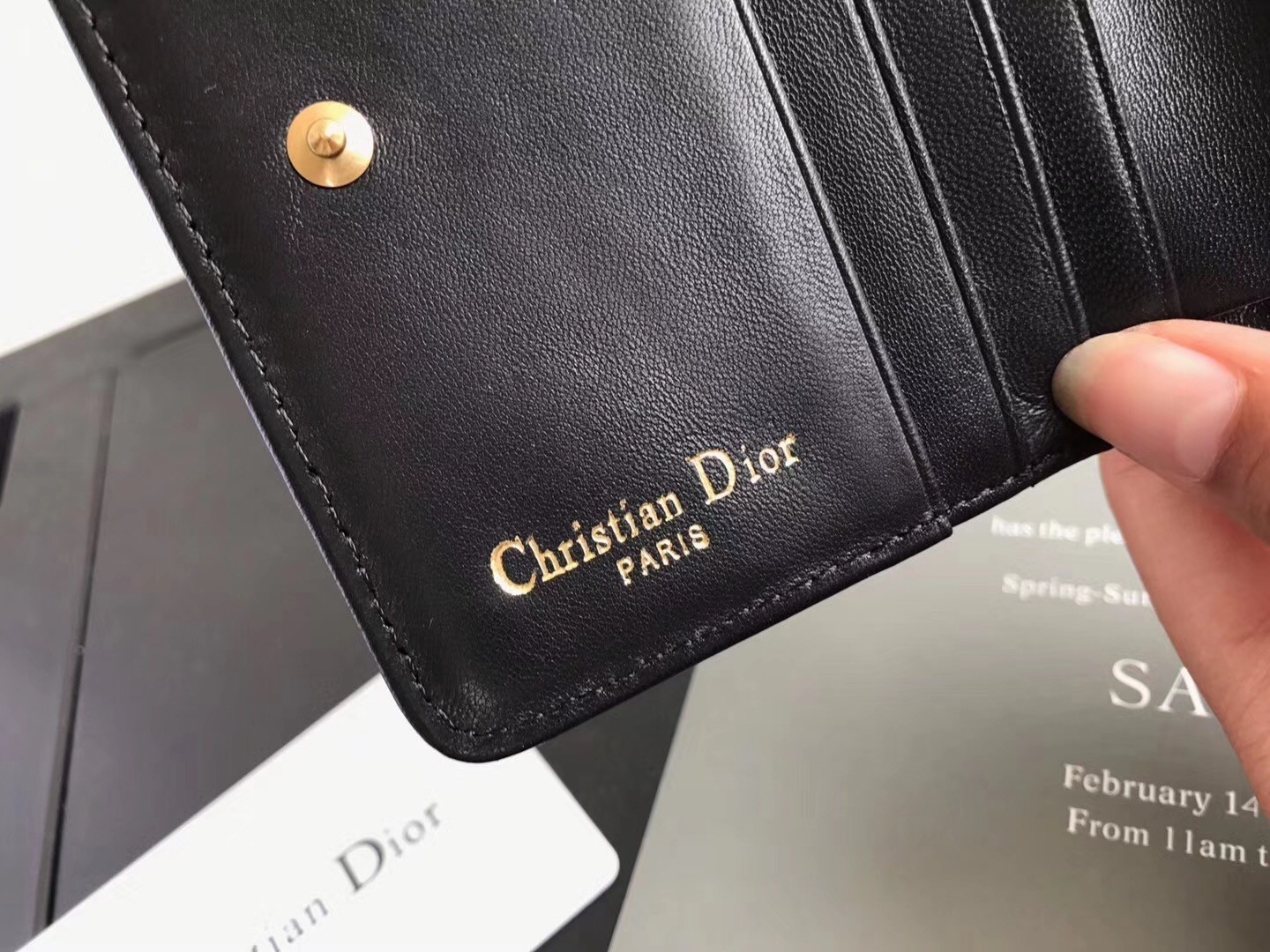 Dior French DiorAddict Wallet In Black Lambskin 499