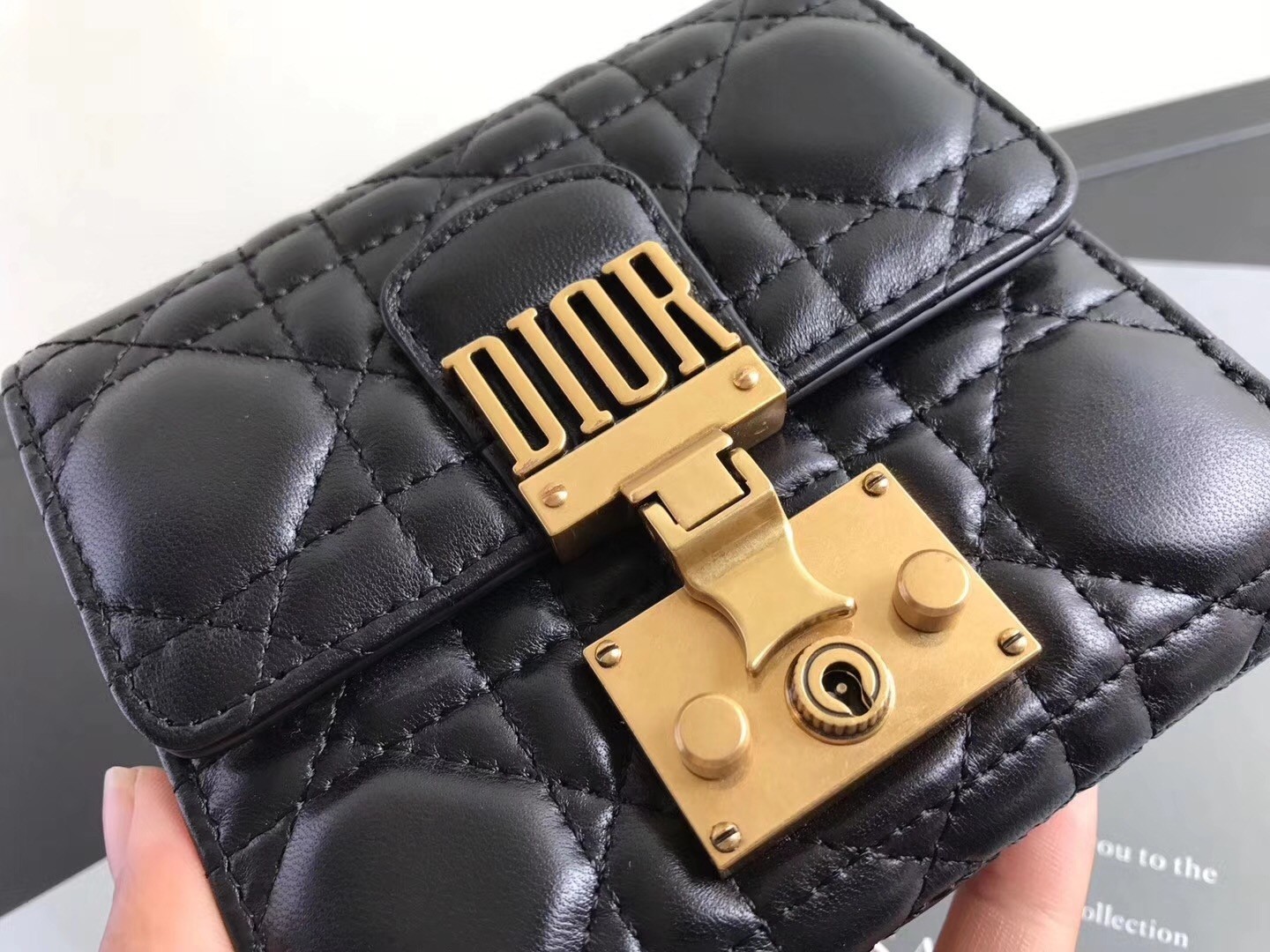 Dior French DiorAddict Wallet In Black Lambskin 499