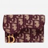 Dior Mini Saddle Tri-Fold Wallet In Bordeaux Oblique Canvas 448