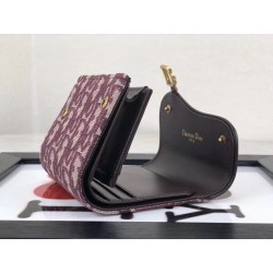 Dior Mini Saddle Tri-Fold Wallet In Bordeaux Oblique Canvas 448