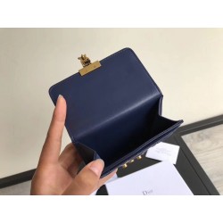 Dior French DiorAddict Wallet In Navy Blue Lambskin 795