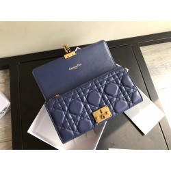 Dior DiorAddict Continental Wallet In Navy Blue Lambskin 409