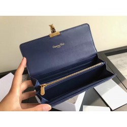 Dior DiorAddict Continental Wallet In Navy Blue Lambskin 409