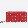 Valentino Rockstud Spike Zip Wallet In Red Lambskin 447