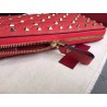 Valentino Rockstud Spike Zip Wallet In Red Lambskin 447