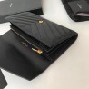 Saint Laurent Large Monogram Flap Wallet In Black Grained Leather 331