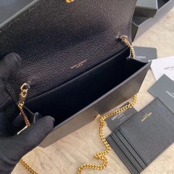 Saint Laurent WOC Uptown Chain Wallet In Black Leather 230