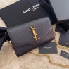 Saint Laurent WOC Uptown Chain Wallet In Black Leather 230