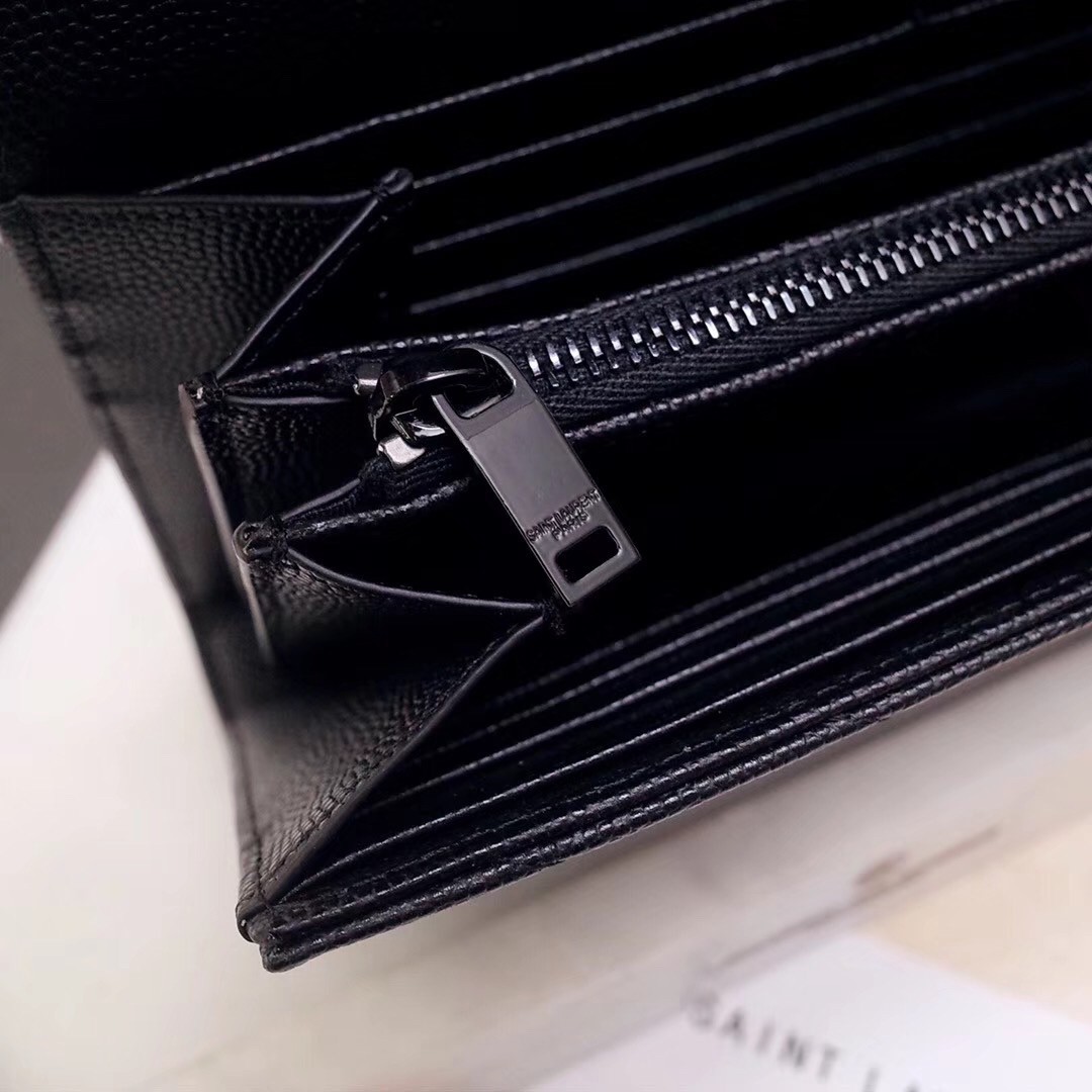 Saint Laurent Large Monogram Flap All Black Wallet 457