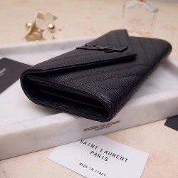 Saint Laurent Large Monogram Flap All Black Wallet 457