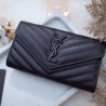 Saint Laurent Large Monogram Flap All Black Wallet 457