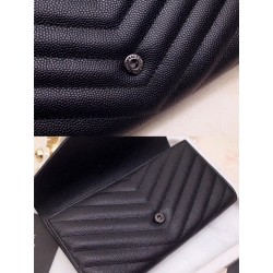 Saint Laurent Large Monogram Flap All Black Wallet 457