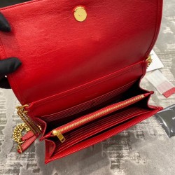 Saint Laurent WOC Becky Chain Wallet In Red Lambskin 646