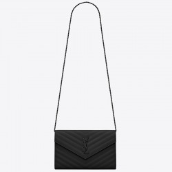 Saint Laurent WOC Monogram Chain Wallet All Black 710